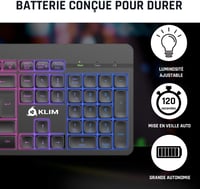 KLIM Light V2 Wireless AZERTY Billentyűzet, Vízálló, Csendes, Gaming, PC Mac PS4 PS5 6
