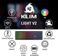 KLIM Light V2 Wireless AZERTY Billentyűzet, Vízálló, Csendes, Gaming, PC Mac PS4 PS5 2