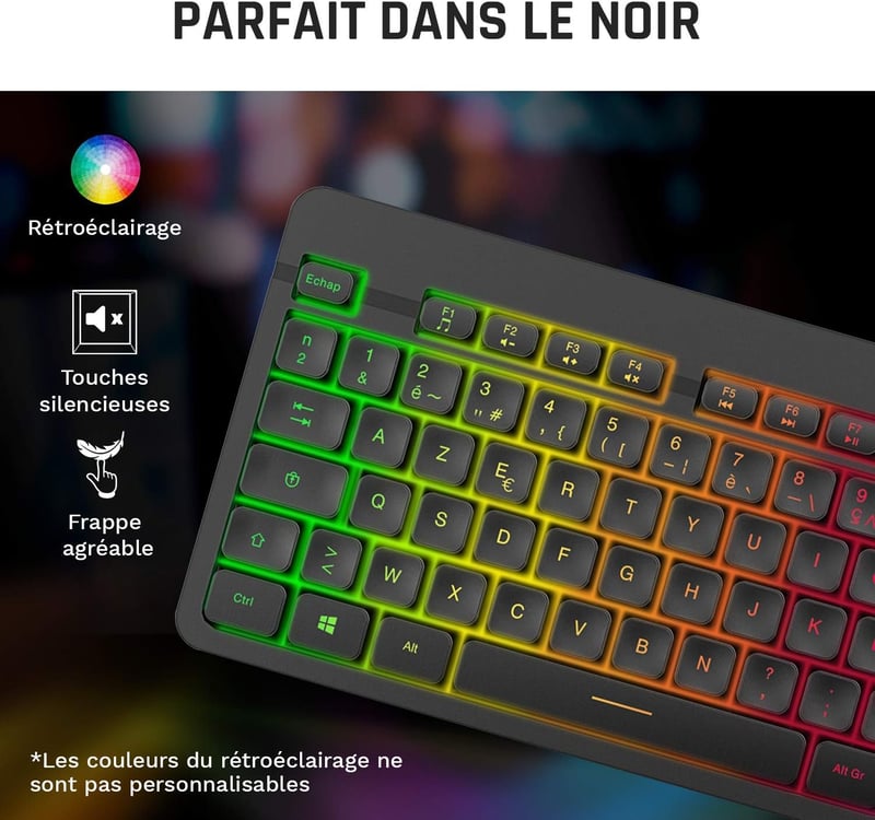 KLIM Light V2 Wireless AZERTY Billentyűzet, Vízálló, Csendes, Gaming, PC Mac PS4 PS5