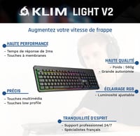 KLIM Light V2 Wireless AZERTY Billentyűzet, Vízálló, Csendes, Gaming, PC Mac PS4 PS5 7