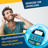 KLIM Nomad hordozható CD-lejátszó Bluetooth/FM/TF/AUX, fejhallgatóval - átlátszó kék 6