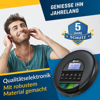 KLIM Nomad hordozható CD-lejátszó Bluetooth FM rádióval, 16 GB TF kártyával, fejhallgatóval - fekete 6