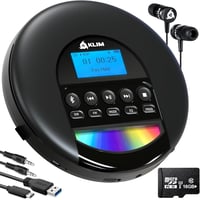 KLIM Nomad hordozható CD-lejátszó Bluetooth FM rádióval, 16 GB TF kártyával, fejhallgatóval - fekete 1