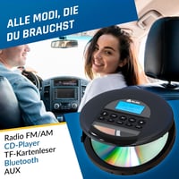 KLIM Nomad hordozható CD-lejátszó Bluetooth FM rádióval, 16 GB TF kártyával, fejhallgatóval - fekete 3