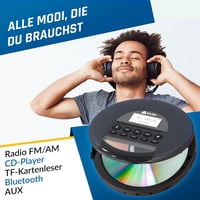 KLIM Nomad Hordozható CD-Lejátszó Discman Hosszú Üzemidejű Akkumulátorral - Fejhallgatóval - CD-R, CD-RW, MP3 Kompatibilis - TF Kártyaolvasó 3