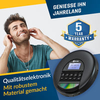 KLIM Nomad Hordozható CD-Lejátszó Discman Hosszú Üzemidejű Akkumulátorral - Fejhallgatóval - CD-R, CD-RW, MP3 Kompatibilis - TF Kártyaolvasó 6