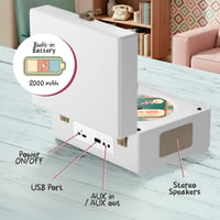 Retro CD prehrávač KLIM s Bluetooth reproduktorom, AUX, USB, batériou, diaľkovým ovládačom, retro dizajnom, bytová dekorácia – biely 6