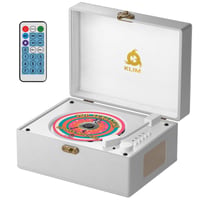 Retro CD prehrávač KLIM s Bluetooth reproduktorom, AUX, USB, batériou, diaľkovým ovládačom, retro dizajnom, bytová dekorácia – biely 1