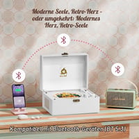Retro CD prehrávač KLIM s Bluetooth reproduktorom, AUX, USB, batériou, diaľkovým ovládačom, retro dizajnom, bytová dekorácia – biely 2