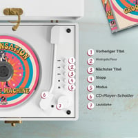 Retro CD prehrávač KLIM s Bluetooth reproduktorom, AUX, USB, batériou, diaľkovým ovládačom, retro dizajnom, bytová dekorácia – biely 3