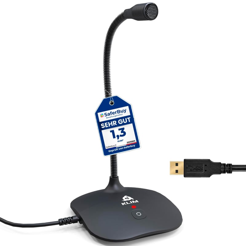 USB stolný mikrofón KLIM Talk pre PC, notebook, Mac a konzolu PS4 – verzia 2024 – profesionálny mikrofón so stojanom na hranie hier, streamovanie a podcasty