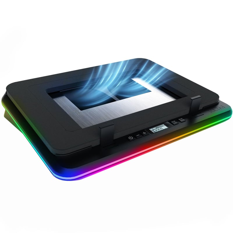 KLIM Turbofrost podloga za hlađenje prijenosnog računala - 4 turbo ventilatora, RGB, 4 USB priključka - do 17"