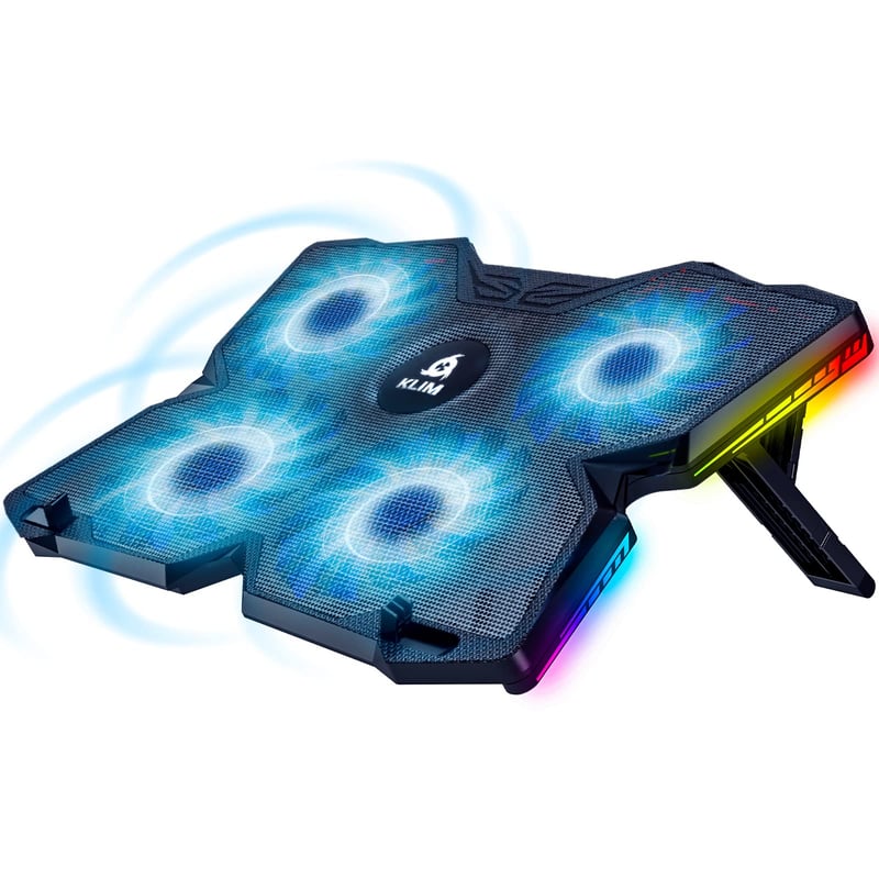KLIM Wind Laptop Hűtő - RGB Világítás - 4 Ventilátor - USB Tápellátás - Stabil és Csendes - PC, Mac, PS4 Kompatibilis - 11-17 Colos Laptopok