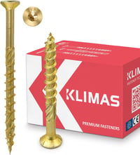 KLIMAS Torx facsavar forgácslaphoz süllyesztett, sárga 5x50 mm terasz és tető rögzítő csavar 300 db 1