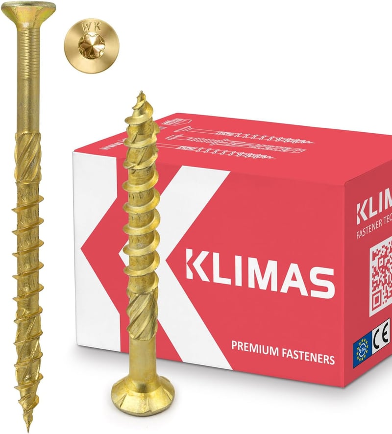 KLIMAS Torx facsavar forgácslaphoz süllyesztett, sárga 5x50 mm terasz és tető rögzítő csavar 300 db