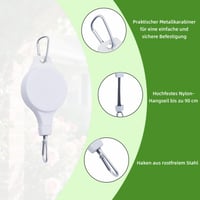KLINNA Cârlig retractabil pentru plante, set de 2 bucăți - Suport reglabil pentru ghivece și coșuri de flori - Agățătoare pentru hrănitori de păsări, capacitate 1-15 kg, Alb 4