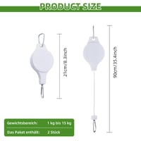 KLINNA Cârlig retractabil pentru plante, set de 2 bucăți - Suport reglabil pentru ghivece și coșuri de flori - Agățătoare pentru hrănitori de păsări, capacitate 1-15 kg, Alb 2