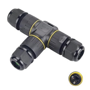 KLJ IP68 vízálló 2 tűs M20 kábelcsatlakozó, 5-12 mm kábelátmérő, tömszelence csatlakozó terminál fekete szürke, 1 db