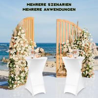 Klugholz Stretch poťah na barový stôl 2 ks, Ø70-110 cm, biely, so zosilnenými nožičkami, nežehlivý, prateľný, na svadbu, párty, bistro 7