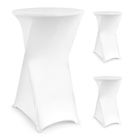 Klugholz Stretch poťah na barový stôl 2 ks, Ø70-110 cm, biely, so zosilnenými nožičkami, nežehlivý, prateľný, na svadbu, párty, bistro 1