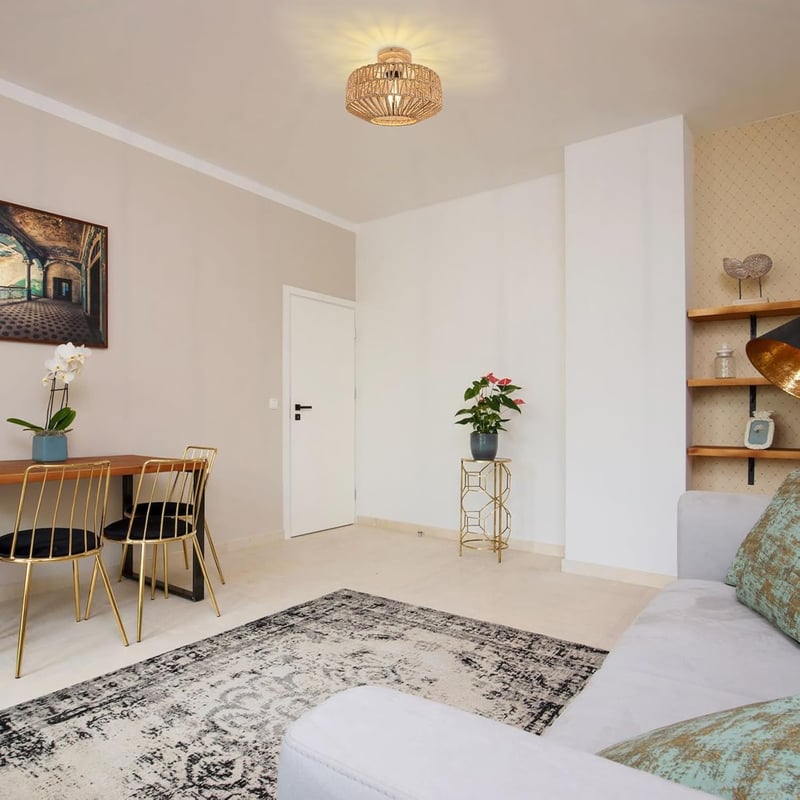 KMaiPem Boho Rattan Mennyezeti Lámpa Nappali Hálószoba Konyha Natúr Farmhouse Fa