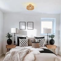 KMaiPem Boho Rattan Mennyezeti Lámpa Nappali Hálószoba Konyha Natúr Farmhouse Fa 5