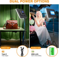 Kmasic 2 db LED videófény mobil tartóval 8000 mAh akkumulátoros állvánnyal 160 cm 2500 8500K 2000Lux YouTube TikTok 2