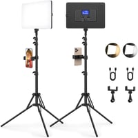 Kmasic 2 db LED videófény mobil tartóval 8000 mAh akkumulátoros állvánnyal 160 cm 2500 8500K 2000Lux YouTube TikTok 1