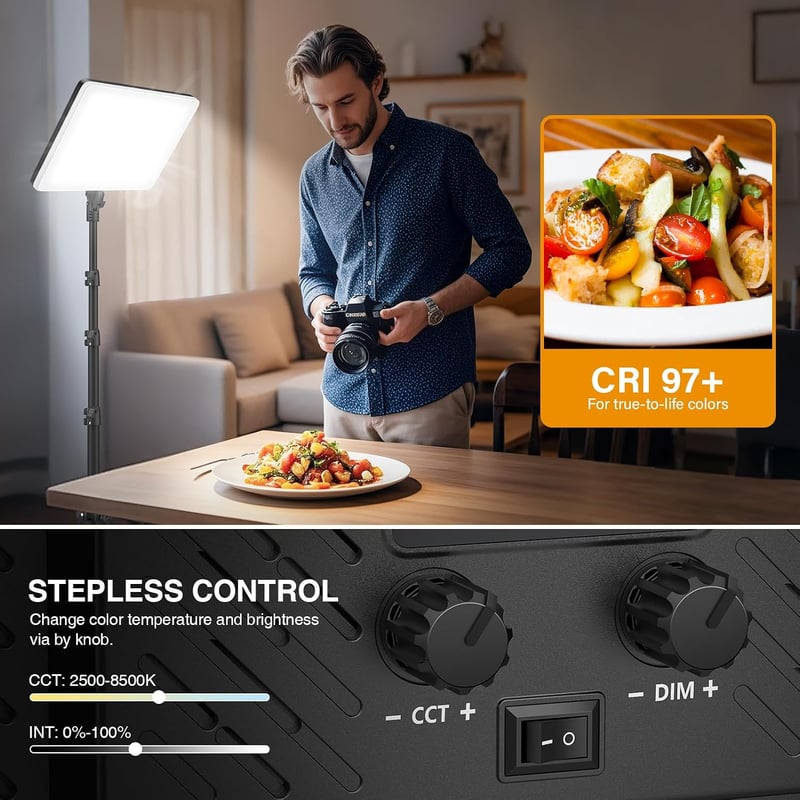 Kmasic 2 db LED videófény mobil tartóval 8000 mAh akkumulátoros állvánnyal 160 cm 2500 8500K 2000Lux YouTube TikTok
