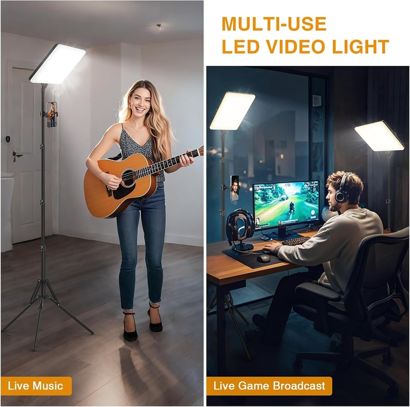 Kmasic 2 db LED videófény mobil tartóval 8000 mAh akkumulátoros állvánnyal 160 cm 2500 8500K 2000Lux YouTube TikTok