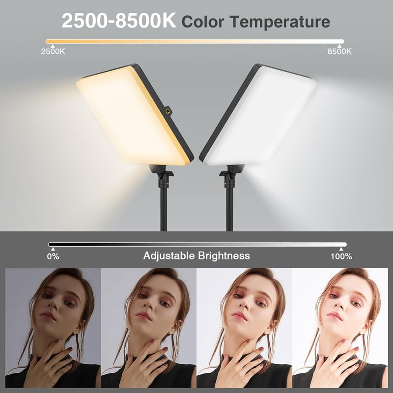 Kmasic 2 db LED videófény mobil tartóval 8000 mAh akkumulátoros állvánnyal 160 cm 2500 8500K 2000Lux YouTube TikTok