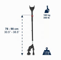 Nastaviteľná 4-nohá barla KMINA - čierna - pre používateľov nad 1,55 m 3