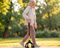 KMINA négylábú járóbot ergonomikus fogantyúval, állítható magasság 155cm felett, stabil 1,5kg 8