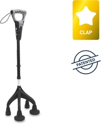KMINA négylábú járóbot ergonomikus fogantyúval, állítható magasság 155cm felett, stabil 1,5kg 2
