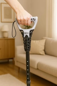 KMINA négylábú járóbot ergonomikus fogantyúval, állítható magasság 155cm felett, stabil 1,5kg 9