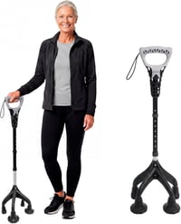 KMINA négylábú járóbot ergonomikus fogantyúval, állítható magasság 155cm felett, stabil 1,5kg 1