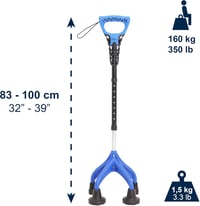 KMINA négylábú sétabot ergonomikus fogantyúval, állítható, 1,5 kg 3