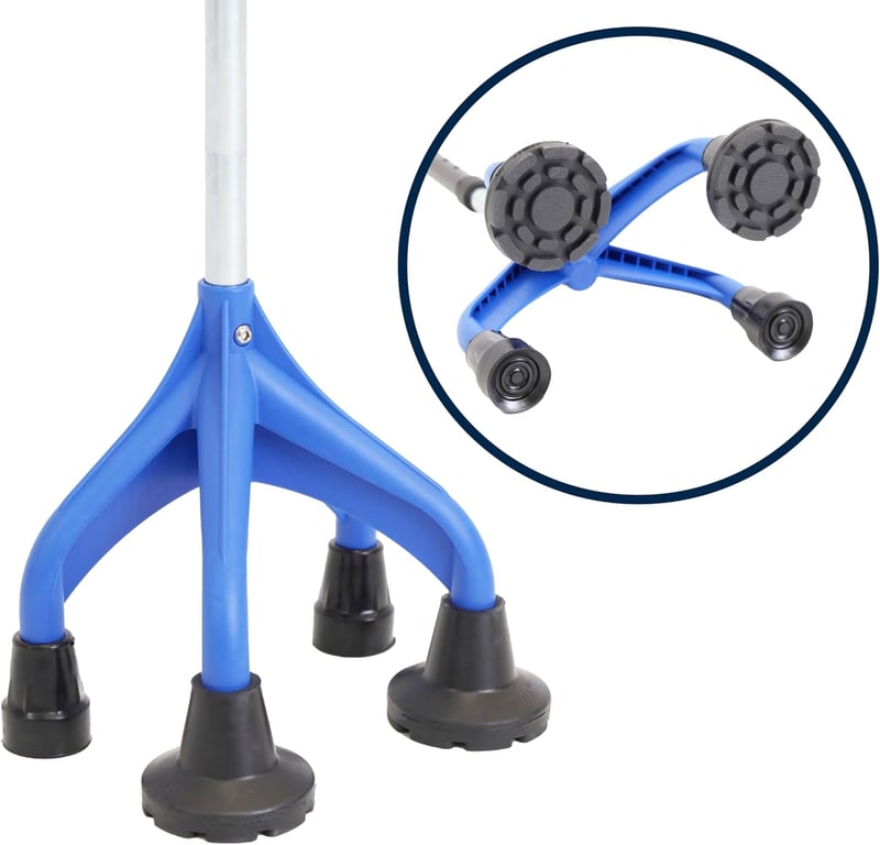 KMINA négylábú sétabot ergonomikus fogantyúval, állítható, 1,5 kg