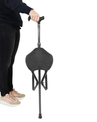 Skladacia palica so sedadlom KMINA Pro z karbónových vlákien, trojnohá, nastaviteľná, ľahká 800 g, čierna, s taškou 4