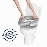 KMINA Vyvýšené WC sedadlo 5 cm, polstrované, vodoodolné, pre seniorov a imobilných ľudí, bez nutnosti montáže, patentované 2