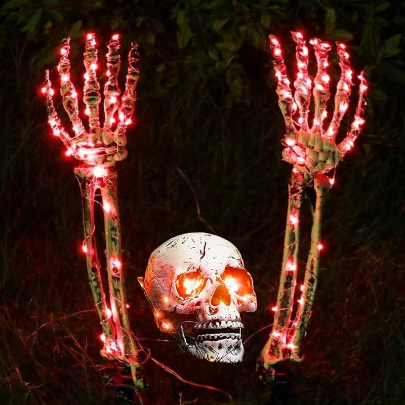 Kmljoee Halloween Csontváz Kerti Dekoráció Piros - 3 db Koponya Figura