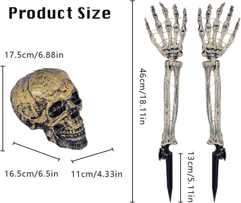 Kmljoee Halloween Csontváz Kerti Dekoráció Piros - 3 db Koponya Figura