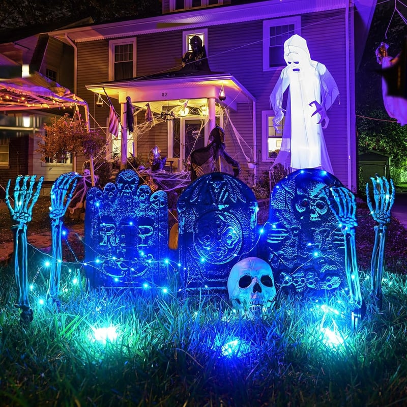 Kmljoee Halloween Csontváz Kerti Dekoráció Piros - 3 db Koponya Figura