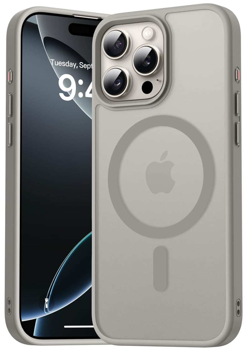 Kmofizle magnetický kryt na iPhone 16 Pro, priehľadný matný tenký nárazuvzdorný zadný kryt, odolný voči odtlačkom prstov, 6,3 palca (16,3 cm), prírodný titán