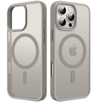 Kmofizle magnetický kryt na iPhone 16 Pro, priehľadný matný tenký nárazuvzdorný zadný kryt, odolný voči odtlačkom prstov, 6,3 palca (16,3 cm), prírodný titán 2