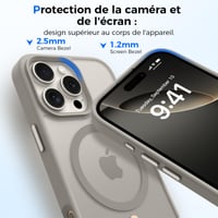 Kmofizle magnetický kryt na iPhone 16 Pro, priehľadný matný tenký nárazuvzdorný zadný kryt, odolný voči odtlačkom prstov, 6,3 palca (16,3 cm), prírodný titán 6