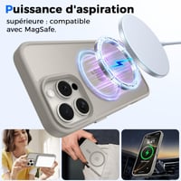 Kmofizle magnetický kryt na iPhone 16 Pro, priehľadný matný tenký nárazuvzdorný zadný kryt, odolný voči odtlačkom prstov, 6,3 palca (16,3 cm), prírodný titán 3