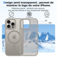 Kmofizle magnetický kryt na iPhone 16 Pro, priehľadný matný tenký nárazuvzdorný zadný kryt, odolný voči odtlačkom prstov, 6,3 palca (16,3 cm), prírodný titán 5