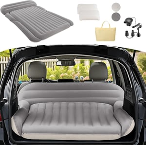 Saltea gonflabilă pentru SUV KMZ, dublă, cu suprafață catifelată, groasă, pentru camping, cu pompă electrică și 2 perne, pat auto de călătorie