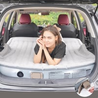 KMZ SUV Felfújható Matrac Beépített Elektromos Pumpával - Vastag Flokolt Autós Ágy Utazáshoz és Kempingezéshez - 300 kg Teherbírás - Szürke 1